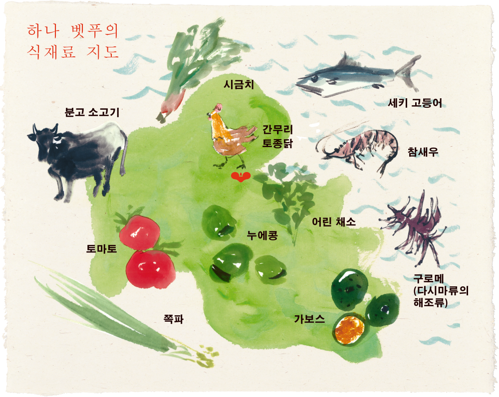 하나 벳푸의 식재료 지도